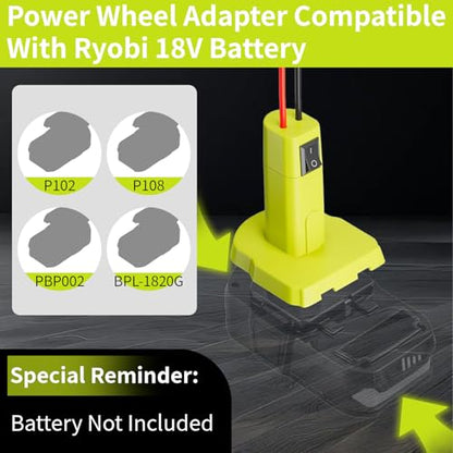 Power Wheel Adapter for Ryobi 18V Battery Adapter Power Wheel Battery Conversion Kit with Switch, Fuses & Wire Terminals, 12AWG Wire, Power Connector for DIY RC Car Toys and Robotics (No Battery) - color: Yellow