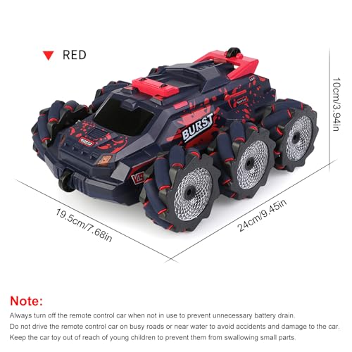 6WD Remote Control Car, 2.4GHz Gesture Sensing RC Stunt Car with Spray, Lights & Music, 360° Rotation RC Cars Birthday Chirstams Gifts ((Red) - color: Red