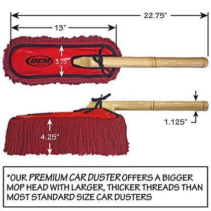 Premium Extra Large Car Duster with Durable Solid Wood Handle Includes Storage Cover - Professional Detailers Top Choice