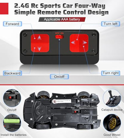 3-in-1 RC Drift Car Set - 2.4GHz Battle Remote Control Car, 2 Player Chase & Shoot Game, Parent-Child Interactive Toy Car, for Kids Ages 6+ (Black) - color: Black