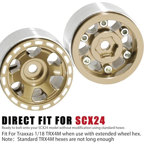 1.0 Beadlock Wheel Rim Set Aluminum Alloy RC Upgrade Part For Traxxas 1/18 TRX4M 1/24 Axial SCX24 FMS FCX24 Gladiator Bronco C10 JLU Deadbolt B17 RC Crawlers Upgrade Off-road(4Pcs/set) - color: Brown