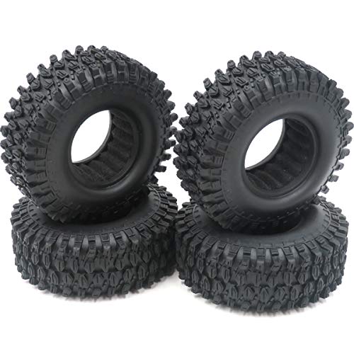 1.9inch RC Tires Soft Rubber Tyres Height 108mm / 4.25inch for RC Axial SCX10 and Other 1/10 1/12 Mud Crawler Truck, (4-Pack)