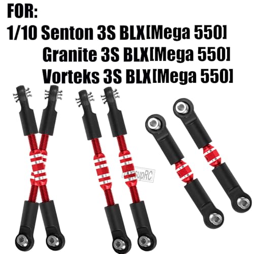 RC Aluminum Adjustable Turnbuckles Camber Links Toe Link Upgrades Part for 1/10 Senton/Granite/Vorteks 3S BLX(Mega 550).Alloy Adjustable Turnbuckles Hops Up.Red(6PCS) - color: Red(for 1/10)