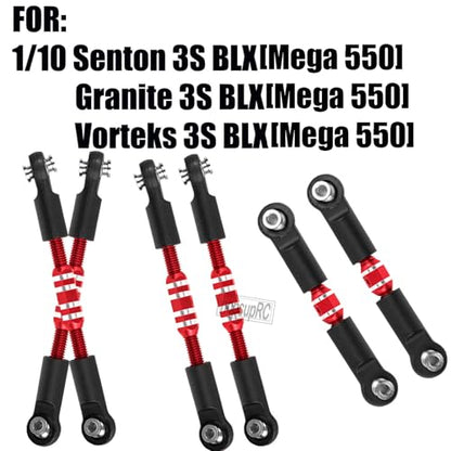 RC Aluminum Adjustable Turnbuckles Camber Links Toe Link Upgrades Part for 1/10 Senton/Granite/Vorteks 3S BLX(Mega 550).Alloy Adjustable Turnbuckles Hops Up.Red(6PCS) - color: Red(for 1/10)