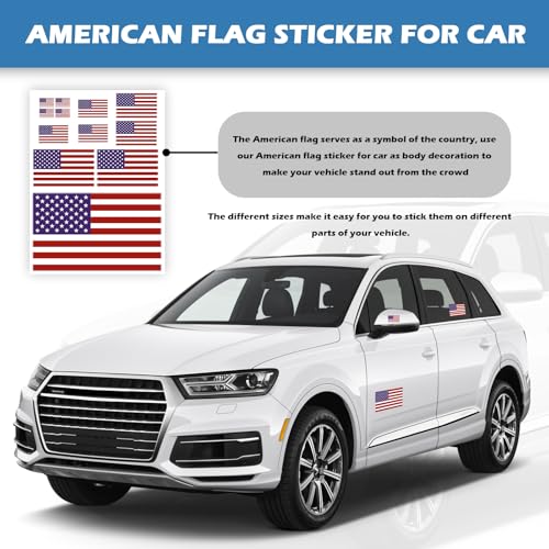 American Flag Stickers and Decals in 5 Sizes,10.1x7.3 Car Sticker American Flag Decal with 12 Stickers/1 Sheet for Car Decor,Self-Adhesive Americans Flags Sticker Cars Decals