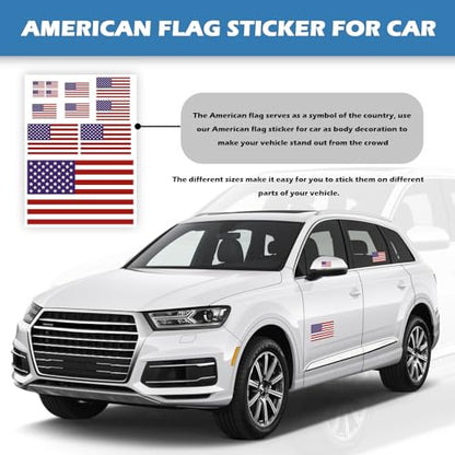 American Flag Stickers and Decals in 5 Sizes,10.1x7.3 Car Sticker American Flag Decal with 12 Stickers/1 Sheet for Car Decor,Self-Adhesive Americans Flags Sticker Cars Decals