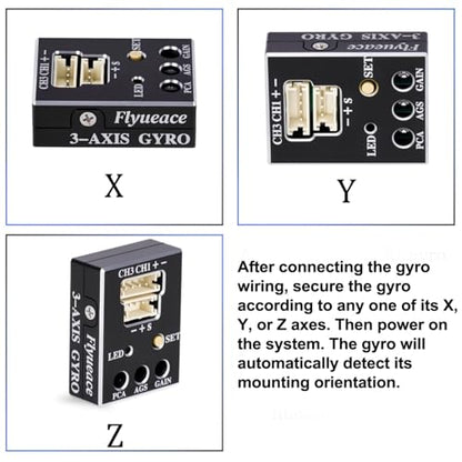 3 Axis Gyro Upgraded Mini Gyros - Automatic Stability Control Transmitter Gyroscope Sensitivity Adjustable for RC for RC Drift Racing Crawlers Cars Boats