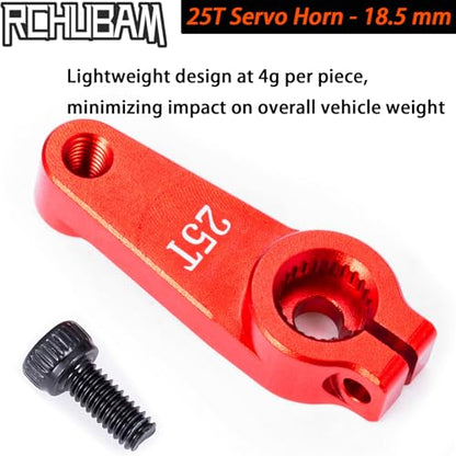 RCHUBAM Universal Aluminum 25T Servo Horn Steering‑Arm for 1/10 RC Car | 2Pcs 25T (18.5mm),Servo Horn with Screw for Futaba Savox Power HD HSP Servos Motor - style: 2Pcs 25T (18.5mm)
