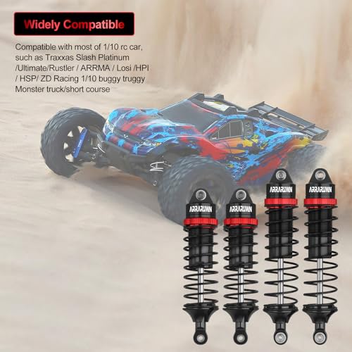RC Car Shocks Set 4PCS RC Shocks Shocks Replacement Parts #5862 Update Part | Compatible with 1:10 Scale Trax Slash/Rustler/Stampede/Hoss VXL 4x4 2WD Front & Rear Shock Absorber - color: Black