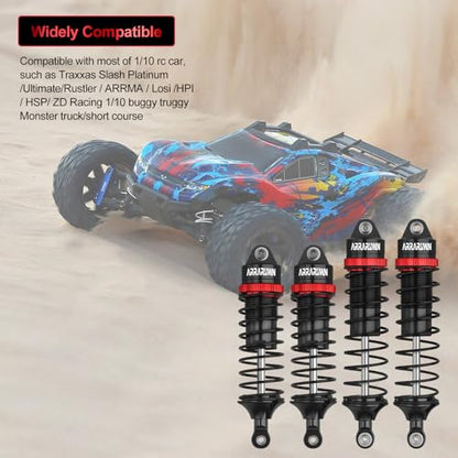 RC Car Shocks Set 4PCS RC Shocks Shocks Replacement Parts #5862 Update Part | Compatible with 1:10 Scale Trax Slash/Rustler/Stampede/Hoss VXL 4x4 2WD Front & Rear Shock Absorber - color: Black