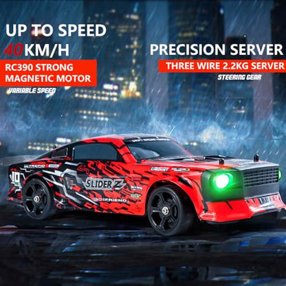 WPLDEWAN RC Drift Car with Gyro 1/14 Hobby RC Car Off Road Fast | Remote Control Truck Drifting 4WD High Speed 40 KM/H 390 Motor Gyroscope Full Proportional Metal Chassis Ball Bearing