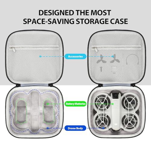 GAGITERVR N2 Small Neo Hard Carrying Case, Travel Shoulder Bag with Soft Lining, Portable Protection for Dji Neo Drone, Up to 3 Flight Batteries & Accessories, Ideal for Trip and Home Storage, Gray - size: For 3 Batteries