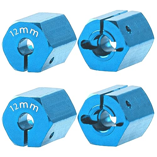 Aluminum Alloy 12mm Wheel Hex Hub Drive Adapters with Pins Screws Compatible with Axial SCX10 HSP HPI Tamiya Redcat 1/10 RC Crawler Car (12mm, Blue) - color: Blue, size: 12mm