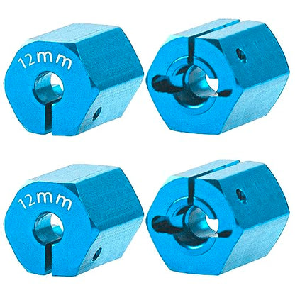 Aluminum Alloy 12mm Wheel Hex Hub Drive Adapters with Pins Screws Compatible with Axial SCX10 HSP HPI Tamiya Redcat 1/10 RC Crawler Car (12mm, Blue) - color: Blue, size: 12mm