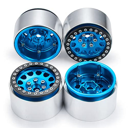 Aluminum 1.9" Beadlock Wheels Rim for Axial SCX10 II III TRX4 D90 | 1/10th RC Crawler Vehicel Car Parts - color: Blue