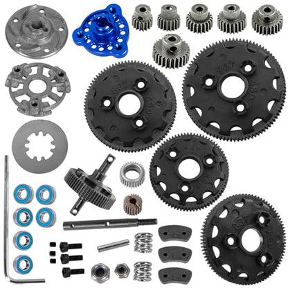 RC 48P Spur Gear (76T 83T 86T 90T) Upgrades Part for 1/10 Slash/Rustler/Stampede/Bandit 2WD (VXL),w/Slipper Clutch & Transmission Gear & Slipper Rebuild Kit & Pressure Plate,Navy Blue - color: (76t 83t 86t 90tgear) - Navy Blue