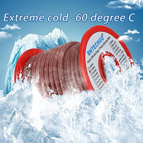 BNTECHGO 14 Gauge Silicone Wire Brown 25ft Stranded Tinned Copper Wire | Flexible 14 AWG Stranded Wire Silicone Rubber Insulation For RC Models, Drone, Robot, Battery, EV Charger, 3D Printer, DIY - color: Brown, size: silicone wire 25ft