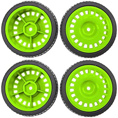 Outer Diameter 70mm Rubber Tires & Nylon 12mm Hex Hub Wheel Rims Compatible with Tamiya HPI Kyosho HSP 1/10 1/12 On-Road Touring Car,WLtoys 1/14 144001 1/18 A959B RC Buggy (Green) - color: Green