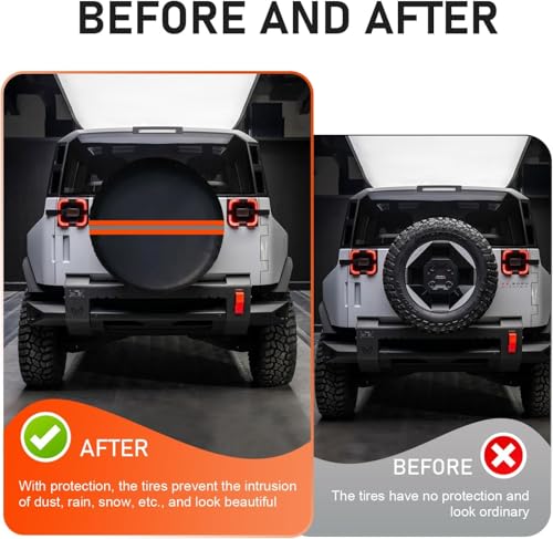 Car Spare Tire Cover, PVC Thickened Scratch-Resistant Spare Tire Storage Bag, Reflective Waterproof Sunscreen Storage Pouch with Elastic Rope, Universal for Most Vehicles (Orange)