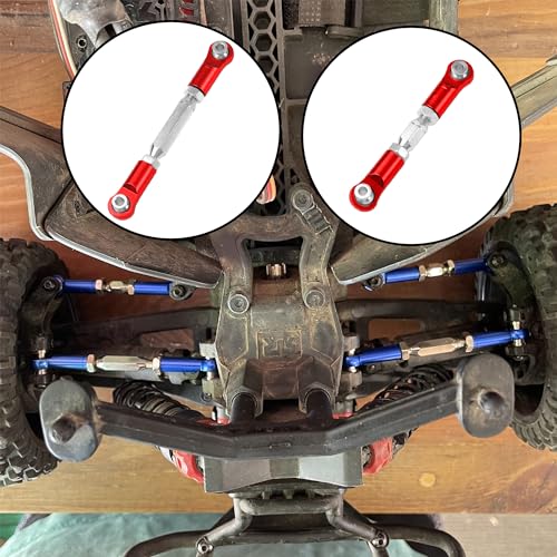 Metal Turnbuckles Rod Camber Links Steering Linkage Tie Rods Pull Rod Compatible with Arrma Granite 4X4 Senton 4X4 Mega550 1/10 RC Car (Red) - color: Red