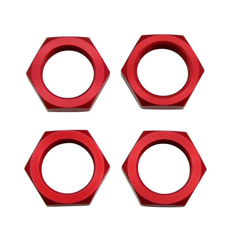 FLMLF 24mm RC Car Wheel Nuts 4-Piece Set for 1/5 HPI ROFUN BAHA ROVAN KM Baja 5B 5T 5SC Truck Parts (Red) - color: Red