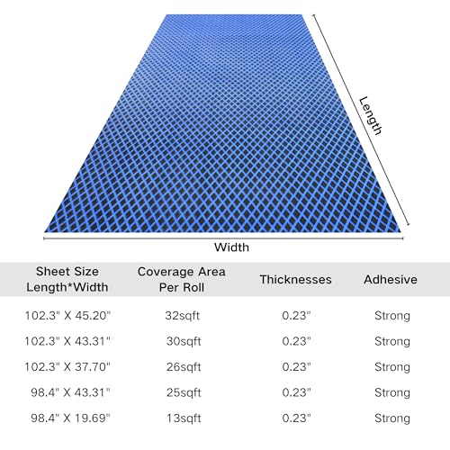 98.4"X43.31" Boat Flooring Self-Adhesive EVA Foam Boat Decking Marine Yacht RV Pool Non-Skid - color: Black and blue