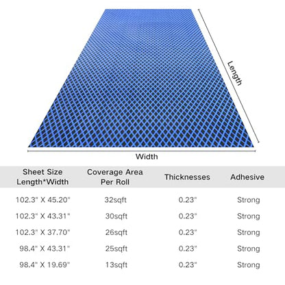 98.4"X43.31" Boat Flooring Self-Adhesive EVA Foam Boat Decking Marine Yacht RV Pool Non-Skid - color: Black and blue
