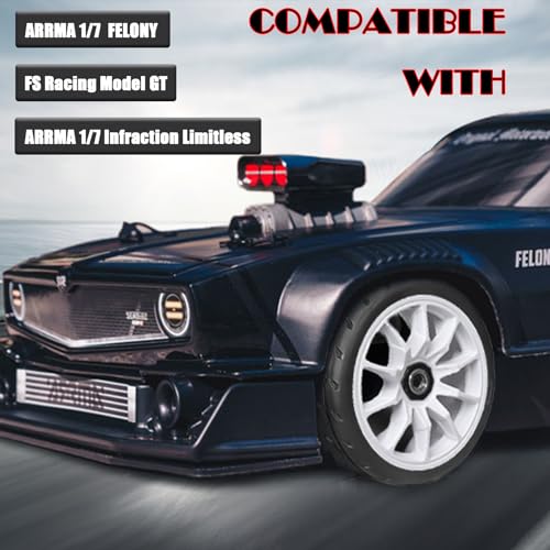 1/7 1/8 On Road Tire Set On Road Tire Tyre 17mm Wheel Rims for Arrma 1/7 Infraction Felony FS Racing Model GT RC Car Upgrade On Road Tyre 4Pcs One Set - color: L-white, size: 2Pcs Big 2Pcs Small