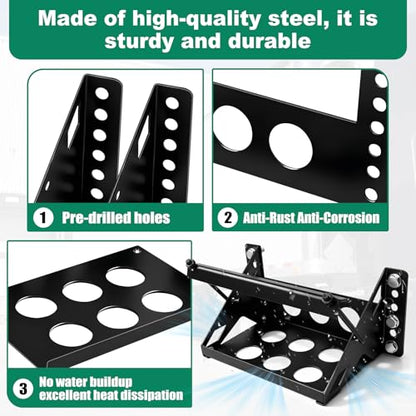 Metal Steel Bolt-in Battery Mounting Tray Bracket for Car Truck Boat RV Trailer Fits up to 10.63"x7.06"x7.5"Battery, Anti-Rust Corrosion, Black
