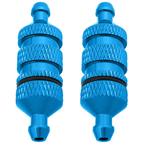 Aluminum Nitro Fuel Filter for 1/10 Traxxas Redcat Exceed RC Nitro Power Car Monster Trucks Off Road Buggy (2-Pack) (Blue)