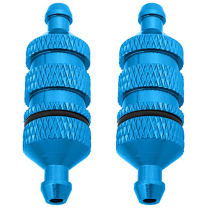Aluminum Nitro Fuel Filter for 1/10 Traxxas Redcat Exceed RC Nitro Power Car Monster Trucks Off Road Buggy (2-Pack) (Blue)