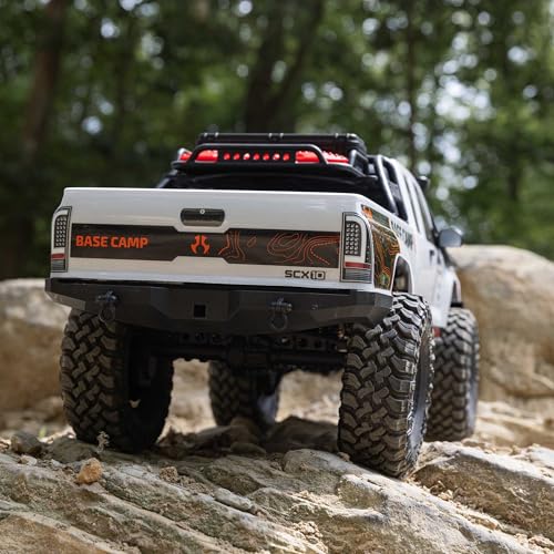 Axial RC Truck 1/10 SCX10 III Base Camp 4X4 Rock Crawler Brushed RTR (Battery and Charger Not Included), White, AXI-1375T1
