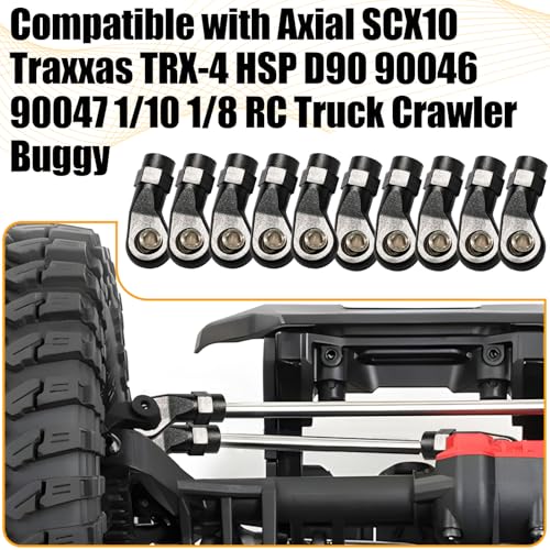 10PCS M4 Nylon Tie Rod End Ball Joint Linkage Ball Head Holder LH/RH Thread Set Compatible with Axial SCX10 Traxxas TRX-4 HSP D90 90046 90047 1/10 RC Truck Buggy Crawler Accessories (L26mm) - style: D