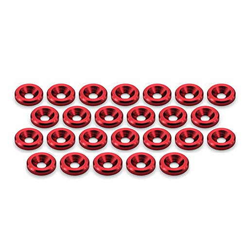 STETION 25 Pcs Fender Bumper Washer Bolt 6061 T6 Grade M6x20mm CNC Finishing Washer Engine Bay Dress Up Fastener Kit (Red) - color: Red