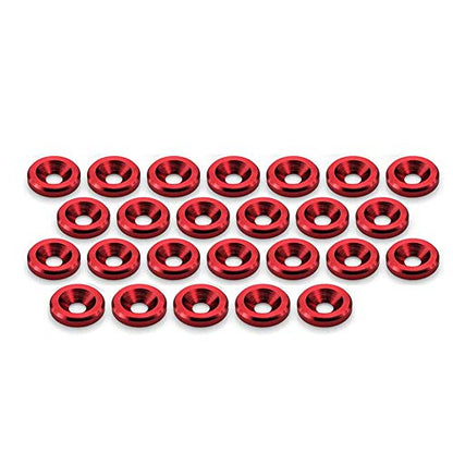 STETION 25 Pcs Fender Bumper Washer Bolt 6061 T6 Grade M6x20mm CNC Finishing Washer Engine Bay Dress Up Fastener Kit (Red) - color: Red