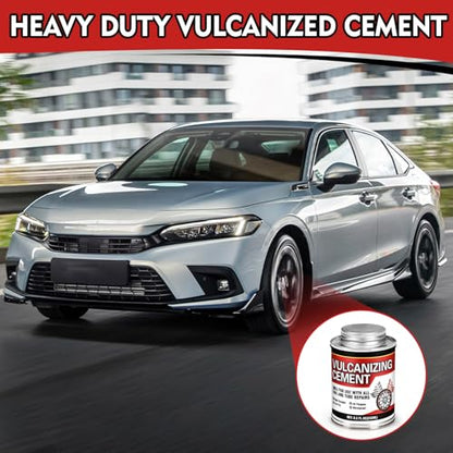 Chemical Vulcanizing Cement 8.5FL.Oz, Heavy Duty Rubber Cement Glue with Brush, Multipurpose Tire Repair Adhesive for Car, Motorcycle, Bike Tires