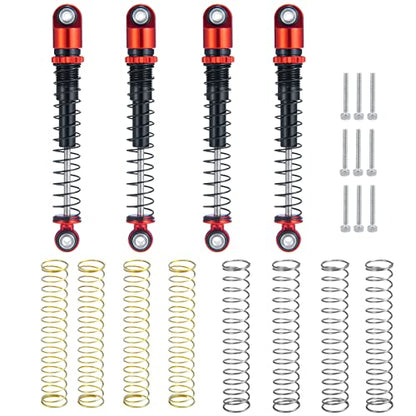 RCLIONS SCX24 RC Car Shocks 48mm Absorber Damper for All 1:24 Axial SCX-24 Deadbolt Base Camp JLU C10 Gladiator Dooge RC Crawler Car Upgrades Parts - color: Red