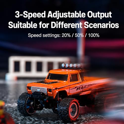 1:64 Scale Mini Remote Control Monster Truck with Trailer | 2.4GHz & App Dual Control, Alloy Mini RC Car with LED Lights, Portable Pocket Toy Car for Kids & Adults, Gift for Boys (Pink) - color: Pink