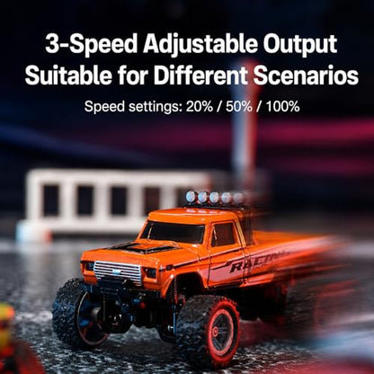 1:64 Scale Mini Remote Control Monster Truck with Trailer | 2.4GHz & App Dual Control, Alloy Mini RC Car with LED Lights, Portable Pocket Toy Car for Kids & Adults, Gift for Boys (Pink) - color: Pink