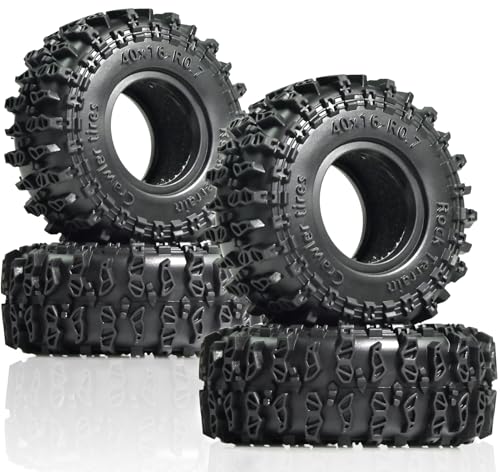 0.7” FS6 Super Soft Crawler Tires, 40×16mm Micro Scale Rubber Tires with Foam Inserts, Compatible with Axial SCX30 Redcat Ascent-32 1/30–1/32 RC Crawler Upgrades (4PCS)