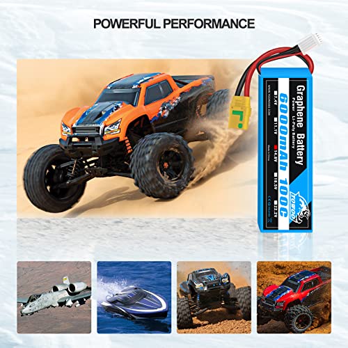 YOWOO 4S Lipo Battery 6000mAh 14.8V 100C XT90-S | metal plates for durability. Fits 1/8 RC cars: Slash, X-Maxx, Arrma Kraton/Typhon/Talion/Outcast/Infraction 8S & RC boats.