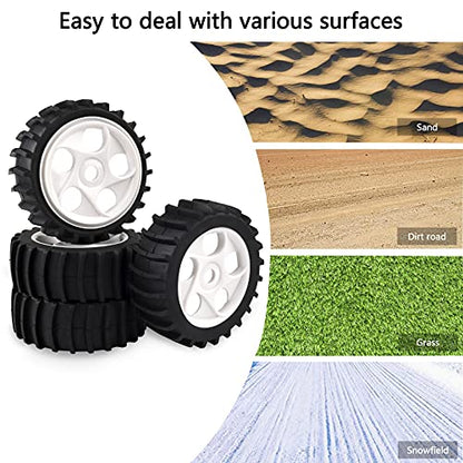 Rowiz 1/8 RC Wheels and Tires White Beach Desert/Snow 4pcs 5 Holes | Hex 17mm, 1/8 RC Off Road Buggy Baja