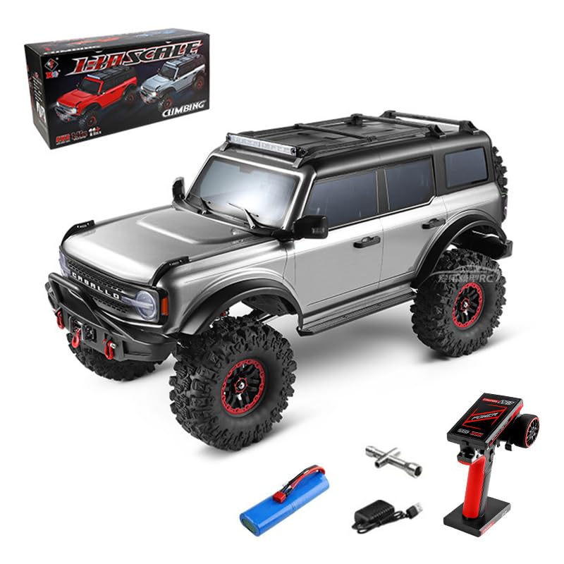 1/10 RC Crawler, 2.4G 4WD 11KMH High Speed Off-Road Car with Dual-Speed Modes, All-Terrain Car Rubber Tires, LED Lights(Metallic Grey/Without Winch) - color: Metallic Grey/Without Winch