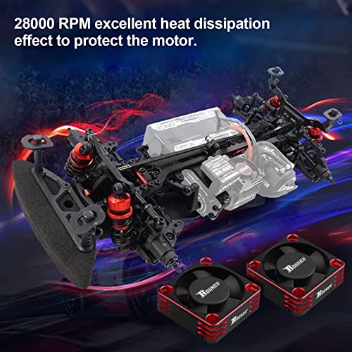 Motor Cooling Fan 30mm RC Model Heatsink 28000RPM ESC Cooling Fan for RC Car 1/8 1/10 1/12 Scale 540 550 Brushless Motor (Black+Red) - color: Black Red