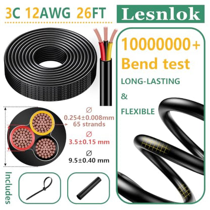 12 Gauge Wire 3 Conductor,12 AWG Electrical Wire Stranded PVC Cord Oxygen-Free Copper Cable,26FT 3 Core Pure Copper Flexible Cable Wire for LED Lamp Lighting Strips Automotive (12AWG-3C, 26FT)… - size: 26FT, style: 12AWG-3C