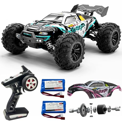 1:16 Scale Brushless RC Car for Adults, 45+ MPH High Speed, 4WD Waterproof Off-Road All-Terrain RC Truck with 2 Batteries & 2.4GHz Controller (1:16 Scale Brushless)