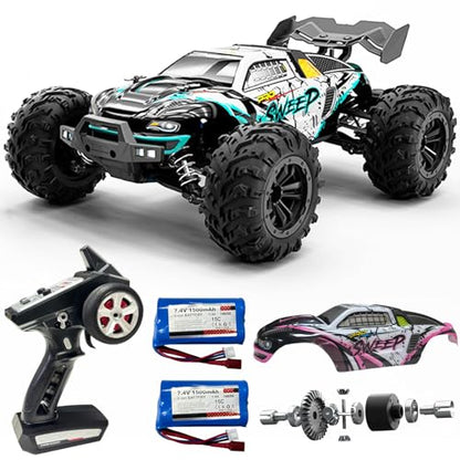 1:16 Scale Brushless RC Car for Adults, 45+ MPH High Speed, 4WD Waterproof Off-Road All-Terrain RC Truck with 2 Batteries & 2.4GHz Controller (1:16 Scale Brushless)