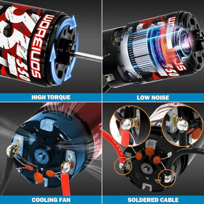 550 Brushed Motor 35T & Heatsink Combo for 1/10 RC Car TRX4 TRX6 Redcat SCX10 SCX10II AXI03007 JL 90046 RC4WD D90 and 1/6 Jeep Willys 1941 MB Military Truck - size: 35T Motor&Heatsink Combo