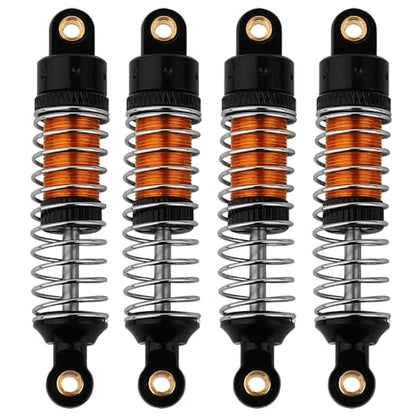 4PCS 53mm/59mm/66mm Aluminum Shocks Absorbers Oil Long Threaded Damper for 1/18 RC Crawler TRX4M TRX-4M Bronco Defender K10 Upgrade Parts (53mm Black-Gold) - color: 53mm Black-gold