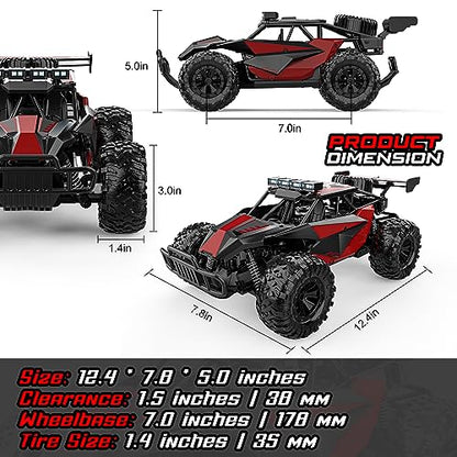 BLUEJAY Remote Control Car, 2.4GHz High Speed 33KM/H RC Cars Toys | 1:12 Monster RC Truck Off Road with LED Headlight and Rechargeable Battery Gifts for Adults Boys 8-12 - color: Burgundy Red